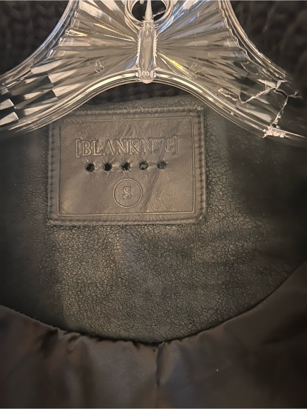 Blank NYC Black Faux Leather Jacket with Knit Shawl Collar - Picture 3 of 8
